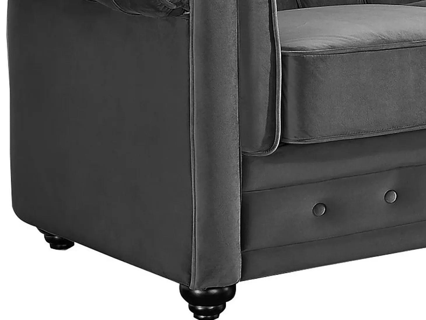Sofá 3 plazas terciopelo color gris antracita CHESTERFIELD