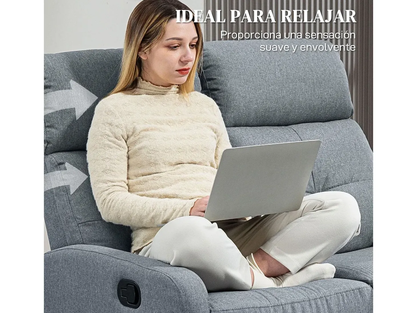 Sofá Andros Homcom reclinable gris 101x118x95 cm