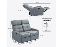 Sofá Andros Homcom reclinable gris 101x118x95 cm
