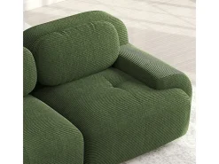 Sofá angular 2 plazas modular - de Pana - con 2 cojines y otomana - ergonómico - 208x178x75cm - Verde