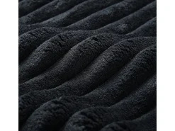 Sofá angular izquierdo de Pana de canalé grueso con 4 cojines - 265x67x40,5cm - Negro
