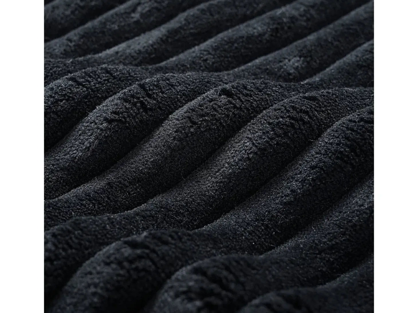 Sofá angular izquierdo de Pana de canalé grueso con 4 cojines - 265x67x40,5cm - Negro