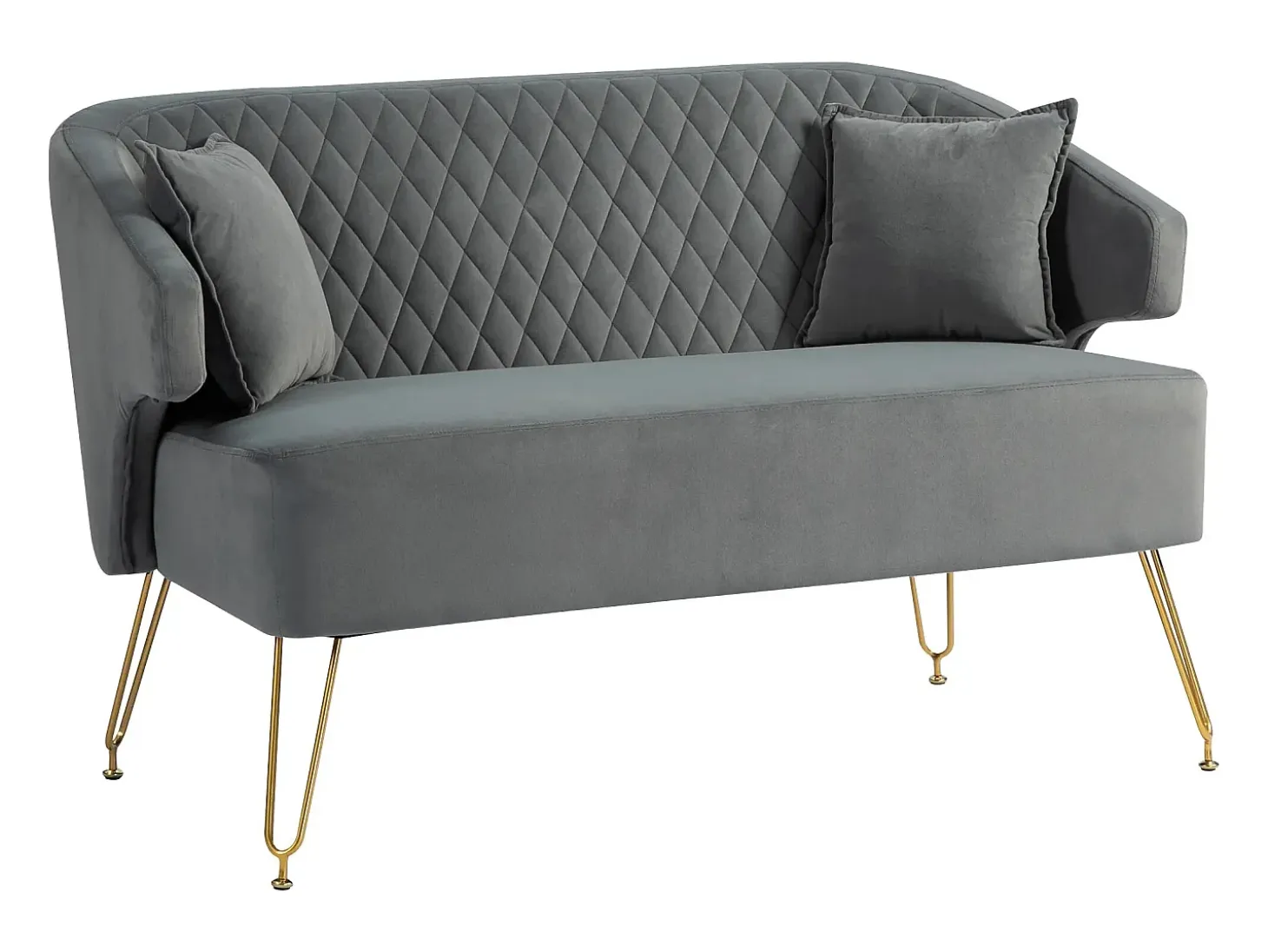 Sofá Azaki Homcom 2 plazas + almohadas + reposabrazos gris 76x124x69 cm