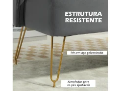Sofá Azaki Homcom 2 plazas + almohadas + reposabrazos gris 76x124x69 cm