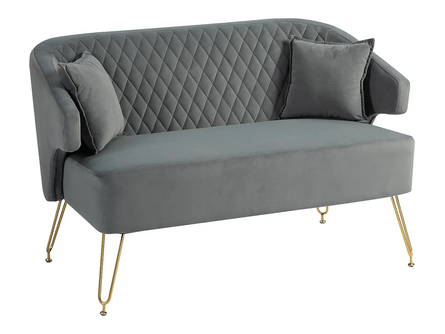 Sofá Azaki Homcom 2 plazas + almohadas + reposabrazos gris 76x124x69 cm