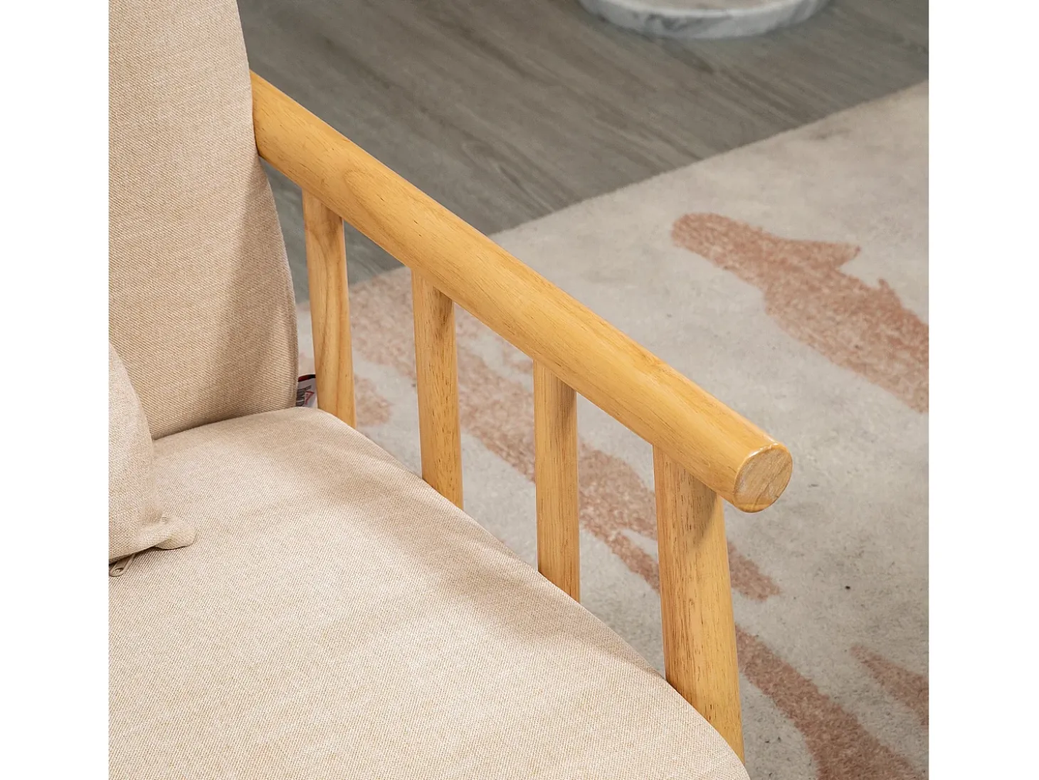 Sofá beige de 2 plazas - Sofá con reposabrazos y cojines - para dormitorio y salón