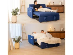 Sofá Cama Nest 2 Azul Marino - Nalui