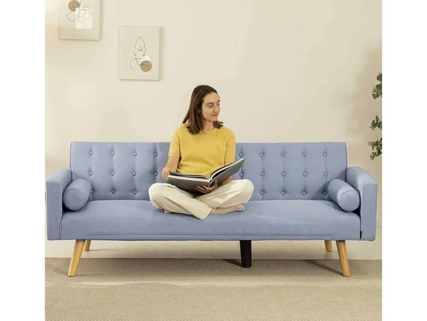 Sofá Cama One Dots Azul - Nalui