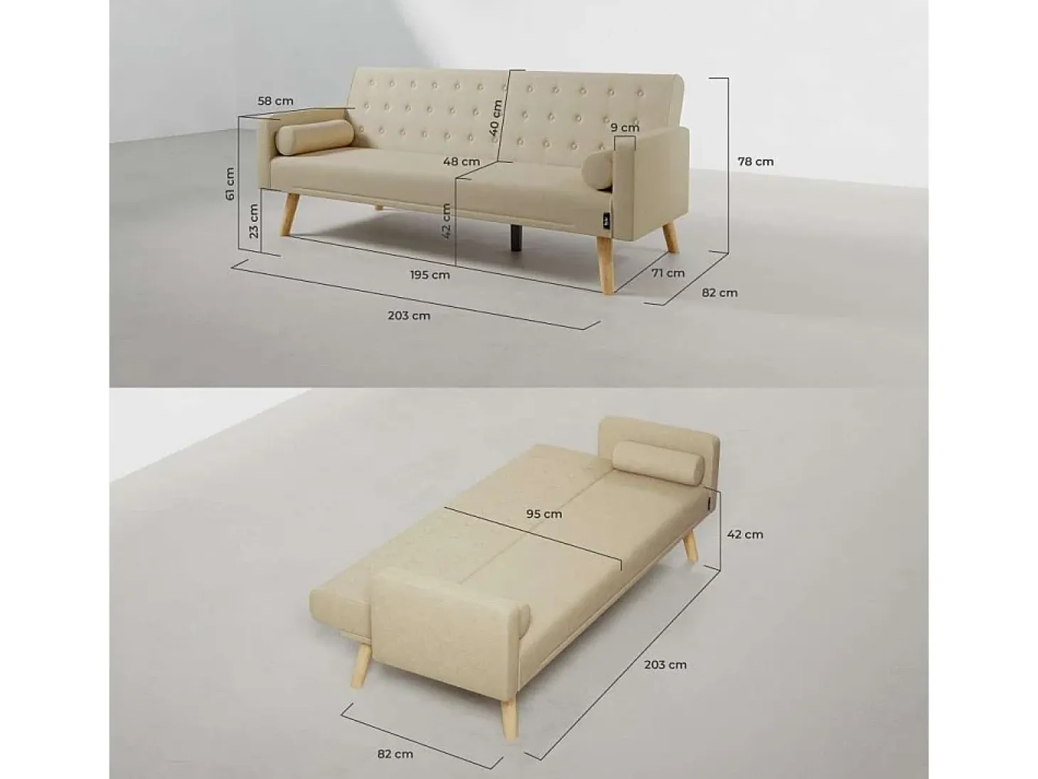 Sofá Cama One Dots Beige - Nalui