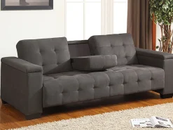 Sofá cama 3 plazas clic-clac de microfibra gris DEVONSHIRE