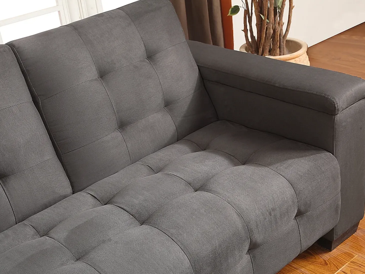Sofá cama 3 plazas clic-clac de microfibra gris DEVONSHIRE