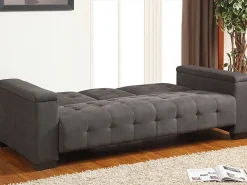 Sofá cama 3 plazas clic-clac de microfibra gris DEVONSHIRE