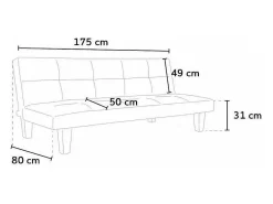 Sofá cama 3 plazas cuero polipiel Topazio pronto letto - Negro