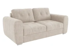 Sofá cama 3 plazas de apertura rápida de tela beige. Cama de 140 cm - Colchón de 14 cm BOLIPO