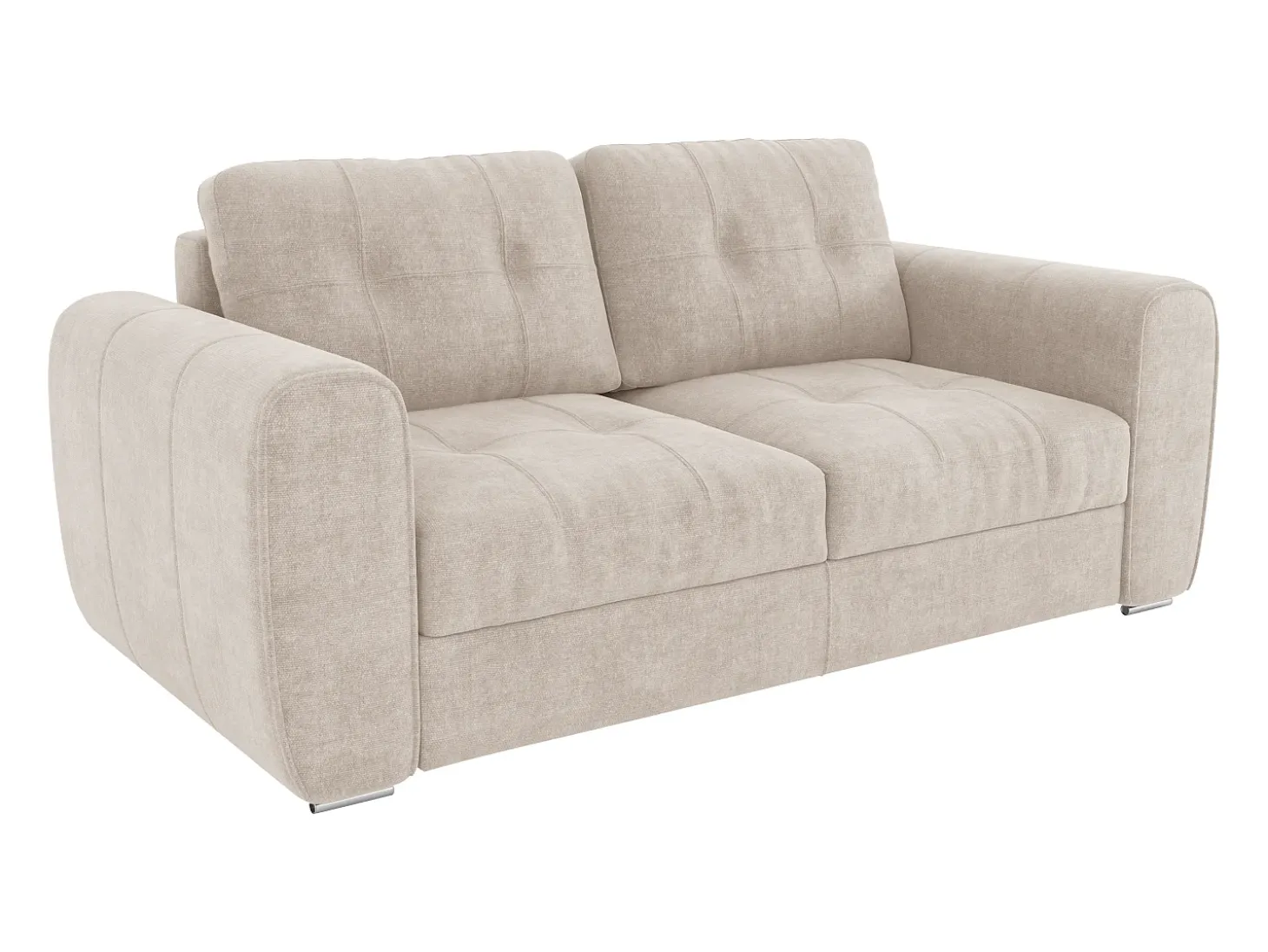 Sofá cama 3 plazas de apertura rápida de tela beige. Cama de 140 cm - Colchón de 14 cm BOLIPO