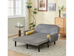 Sofá cama 2 plazas de pana gris - convertible en cama o chaise longue