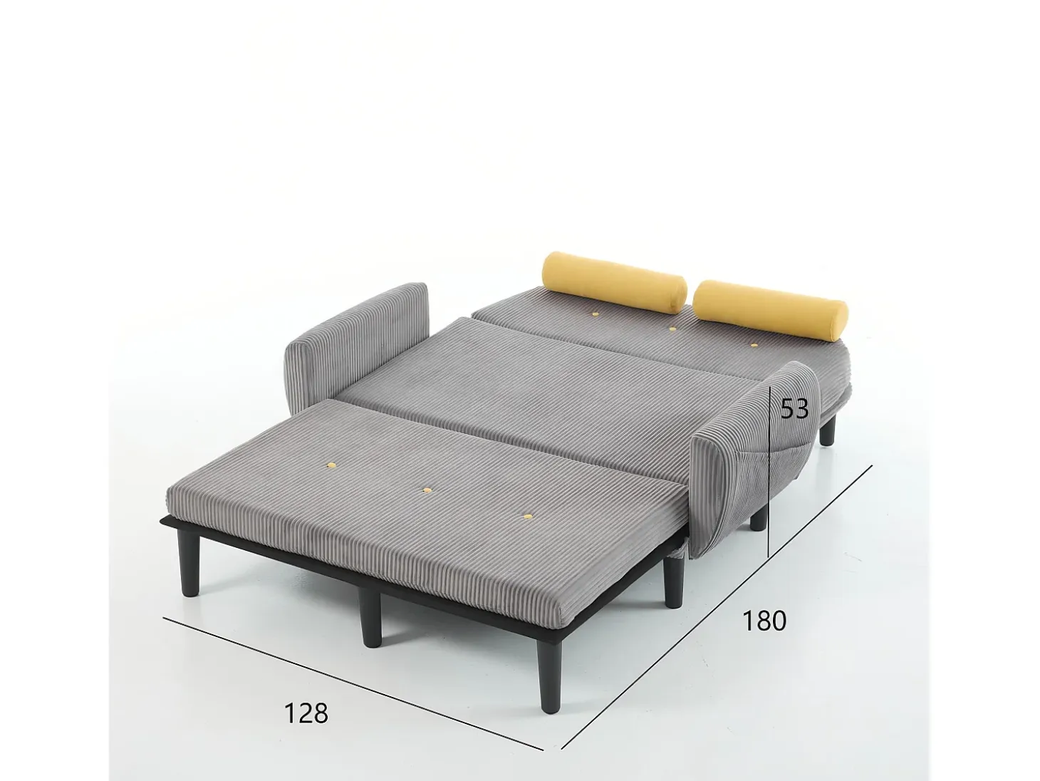 Sofá cama 2 plazas de pana gris - convertible en cama o chaise longue