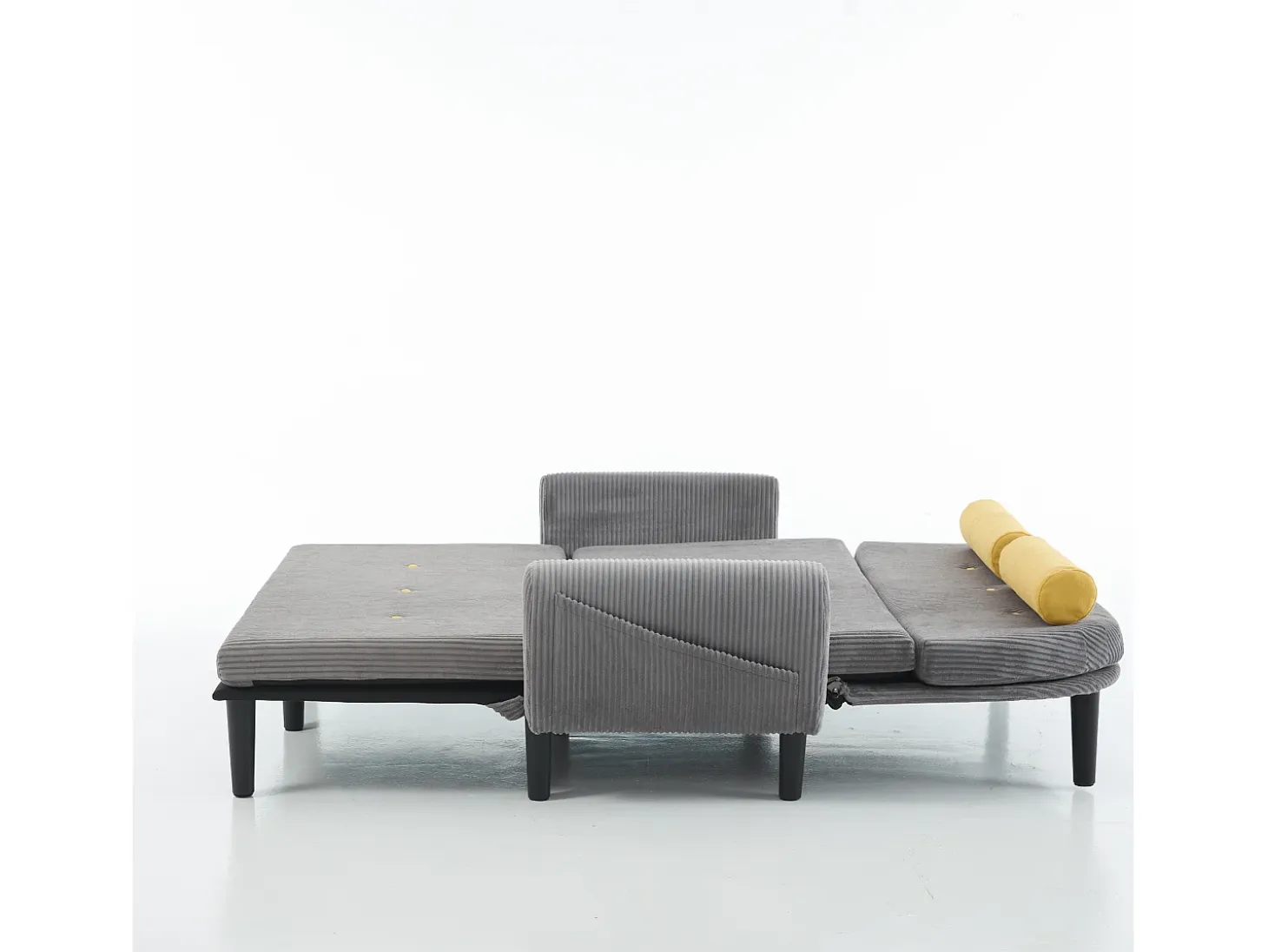Sofá cama 2 plazas de pana gris - convertible en cama o chaise longue