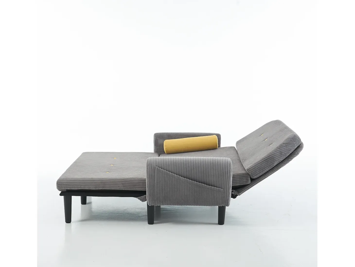 Sofá cama 2 plazas de pana gris - convertible en cama o chaise longue