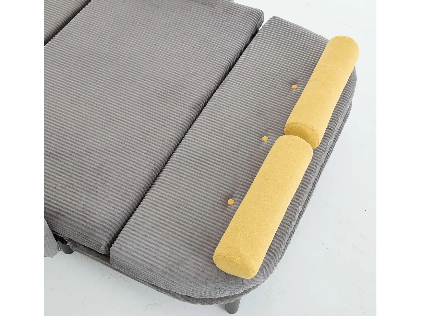 Sofá cama 2 plazas de pana gris - convertible en cama o chaise longue