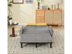 Sofá cama 2 plazas de pana gris - convertible en cama o chaise longue