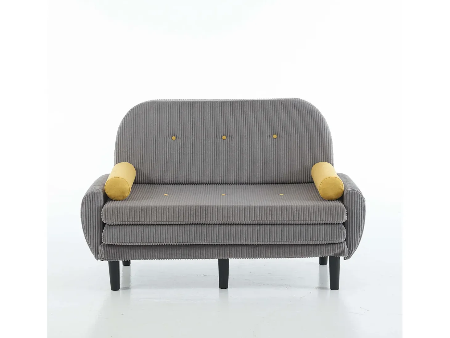 Sofá cama 2 plazas de pana gris - convertible en cama o chaise longue