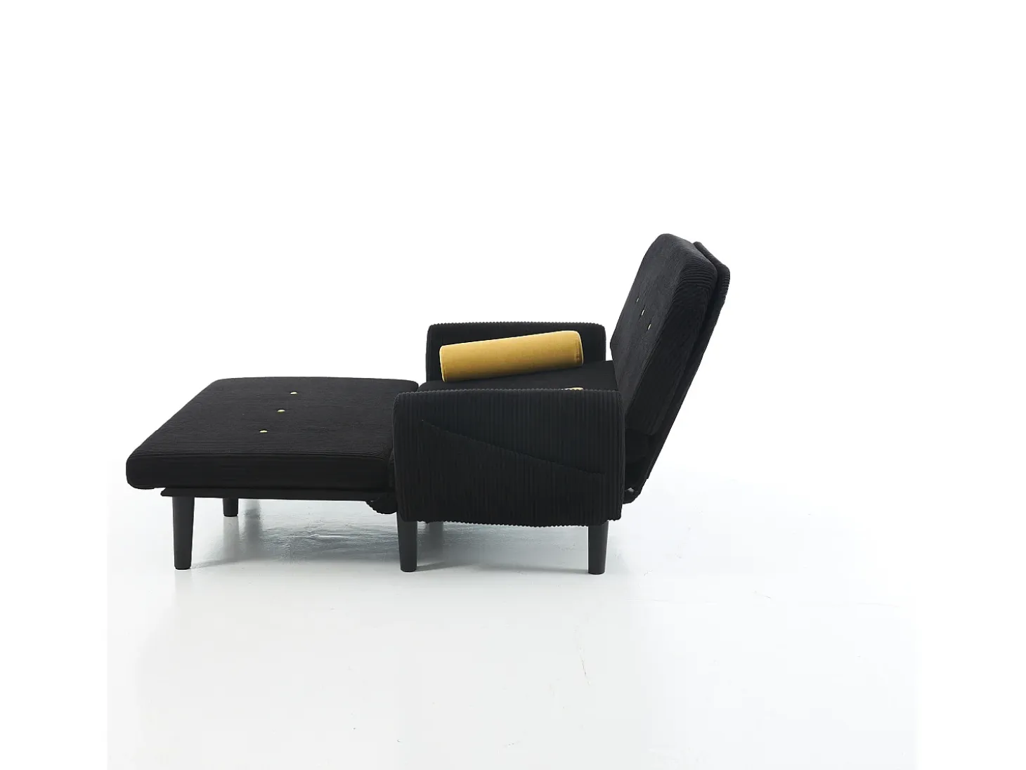 Sofá cama 2 plazas de pana negra - convertible en cama o chaise longue