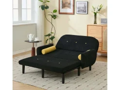 Sofá cama 2 plazas de pana negra - convertible en cama o chaise longue