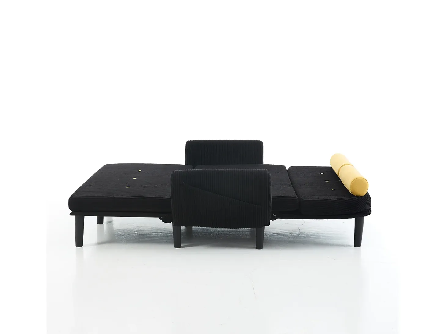 Sofá cama 2 plazas de pana negra - convertible en cama o chaise longue
