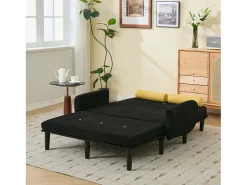 Sofá cama 2 plazas de pana negra - convertible en cama o chaise longue