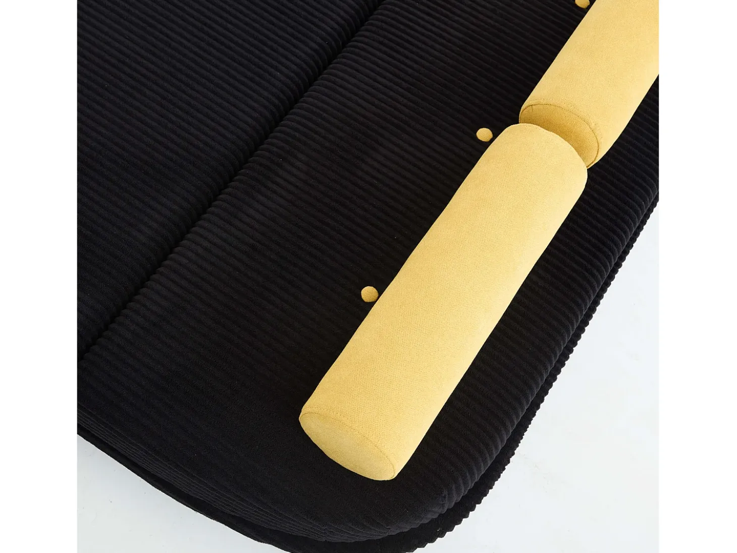Sofá cama 2 plazas de pana negra - convertible en cama o chaise longue