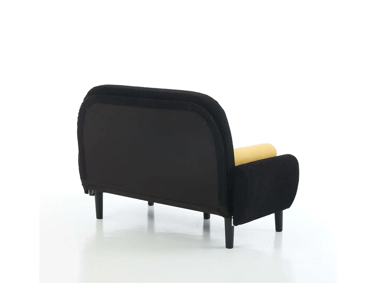 Sofá cama 2 plazas de pana negra - convertible en cama o chaise longue
