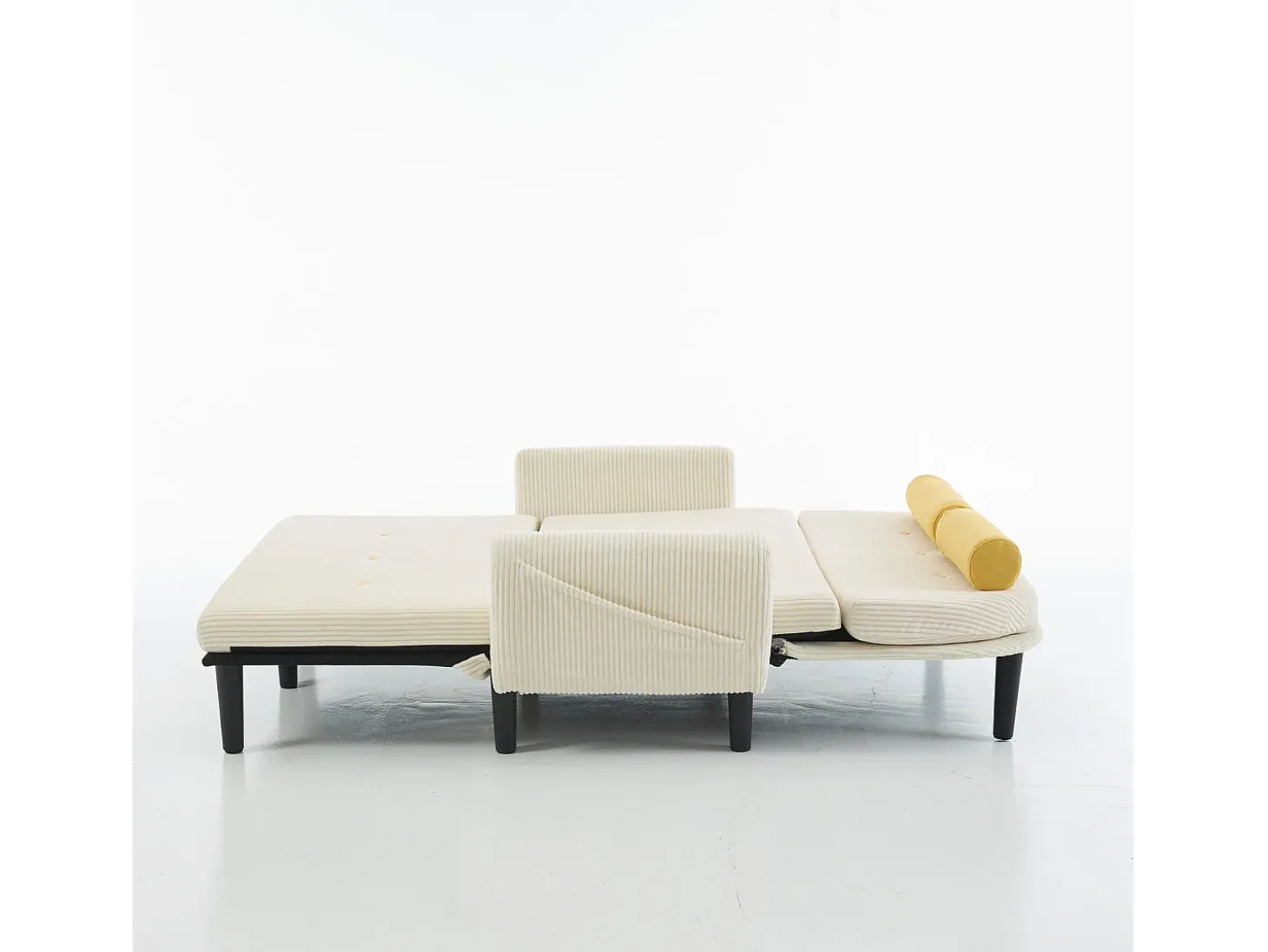 Sofá cama 2 plazas de pana marfil - convertible en cama o chaise longue