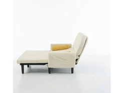 Sofá cama 2 plazas de pana marfil - convertible en cama o chaise longue