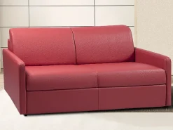 Sofá cama 4 plazas de piel sintética color gris CALIFE