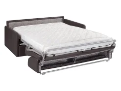 Sofá cama 4 plazas de piel sintética color gris CALIFE