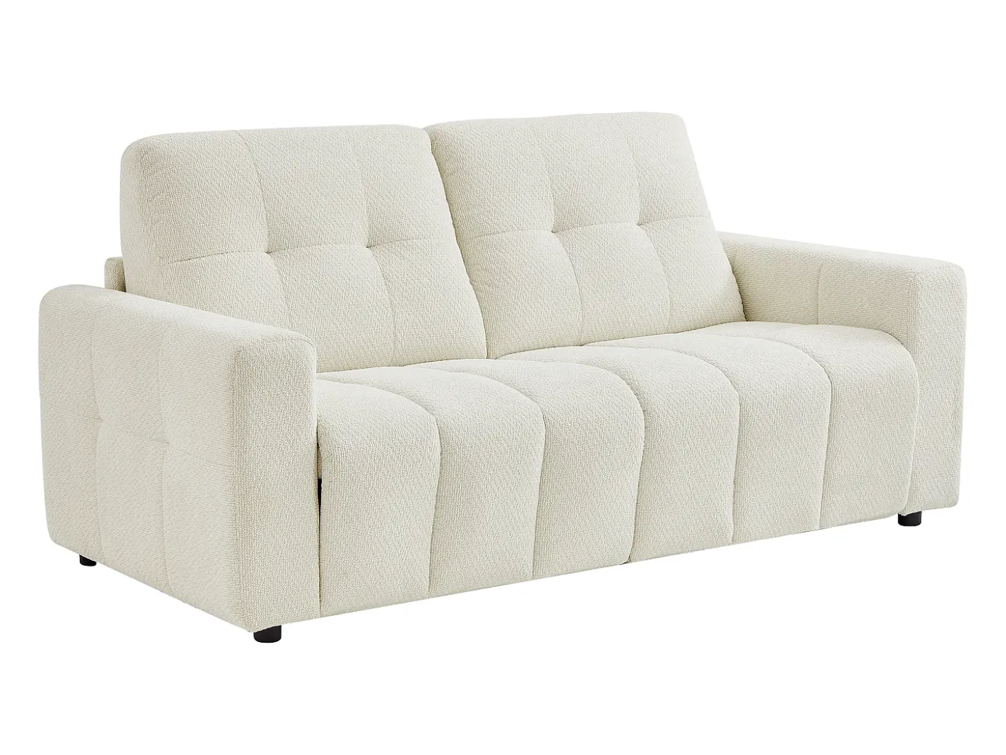 Sofá cama 3 plazas en chenilla beige con colchón de 12 cm ISISTIA