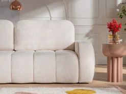 Sofá cama 3 plazas en chenilla beige TALIVO
