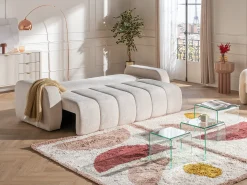 Sofá cama 3 plazas en chenilla beige TALIVO