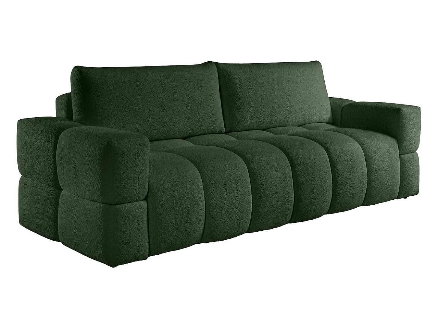Sofá cama 3 plazas en tela de bouclé verde ISSORO II