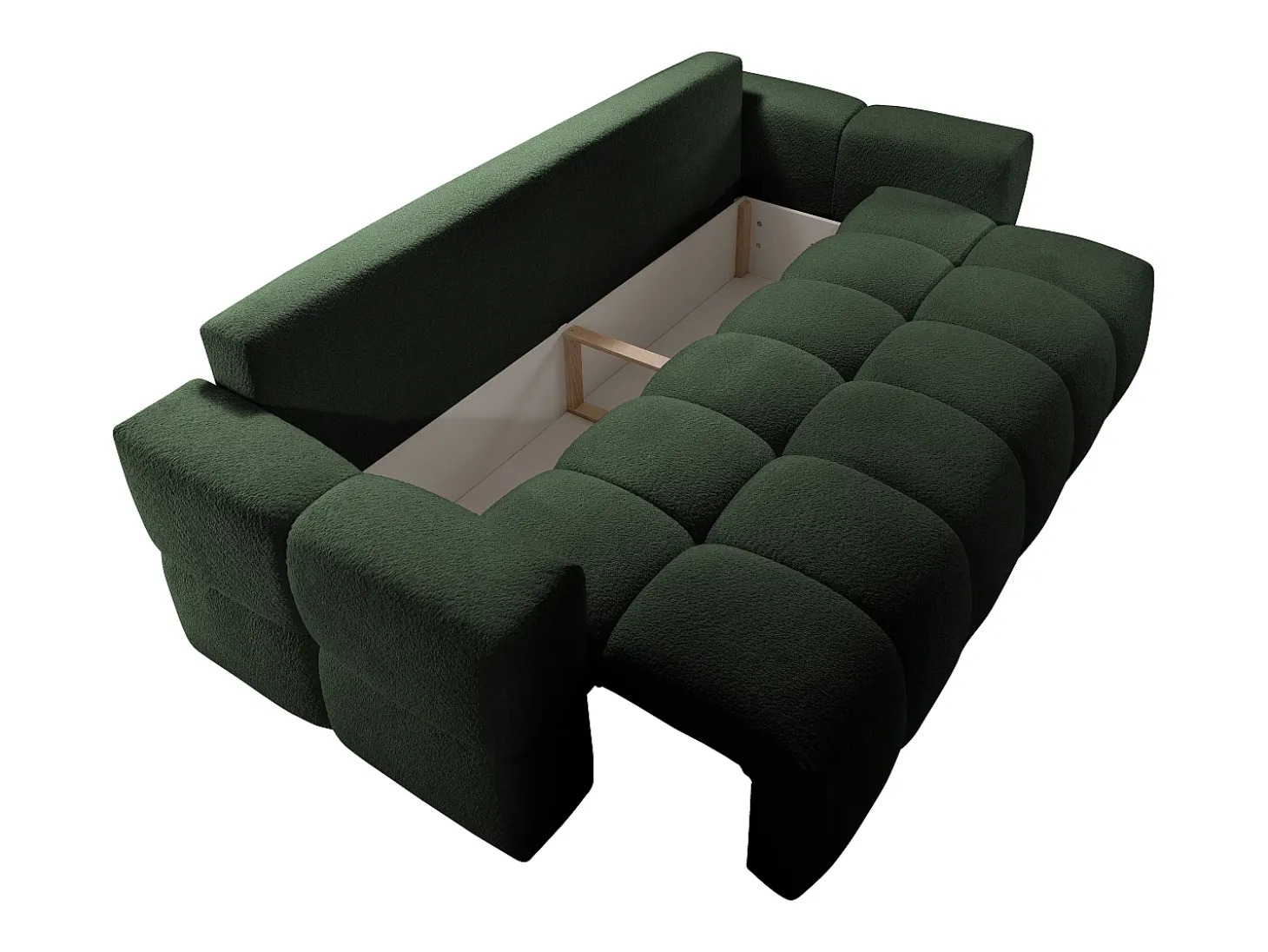 Sofá cama 3 plazas en tela de bouclé verde ISSORO II