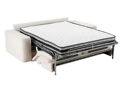 Sofá cama 3 plazas exprés en tela texturizada beige 160 cm colchón 16 cm DAVISO