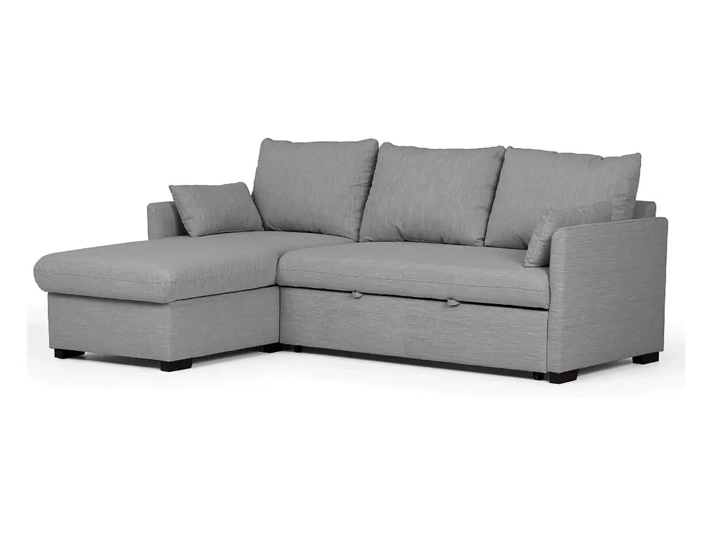 Sofá Cama 3 Plazas Gris - Chaise Longue Reversible Derecha/Izquierda con Almacenamiento Integrado (221 x 162 x 85 cm) - ORLANDO