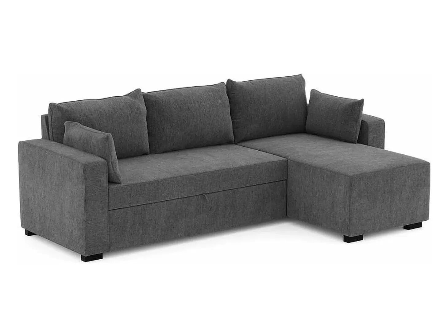 Sofá Cama 3 Plazas Gris Oscuro - Chaise Longue Reversible Lado Derecho/Izquierdo (233 x 140 x 69 cm) - LEAH