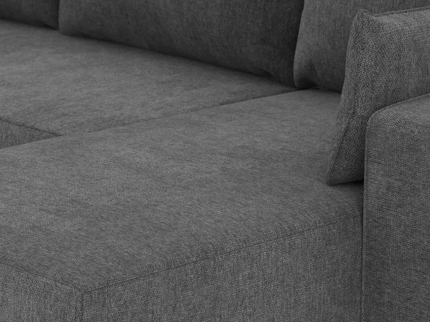 Sofá Cama 3 Plazas Gris Oscuro - Chaise Longue Reversible Lado Derecho/Izquierdo (233 x 140 x 69 cm) - LEAH