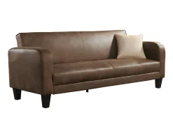 Sofá cama 3 plazas tela aspecto vintage marrón INICIO