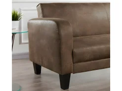 Sofá cama 3 plazas tela aspecto vintage marrón INICIO