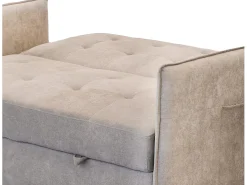 Sofá Cama 3 Posiciones con Sistema Clic-Clac – Convertible en Cama, Tapizado Beige, Estructura de Madera y Cojines Incluidos – 135x87x96 cm