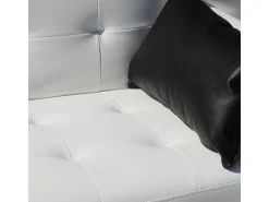 Sofá cama biplaza de cuero artificial con reposabrazos y cojines Agata Pronto Letto - Blanco