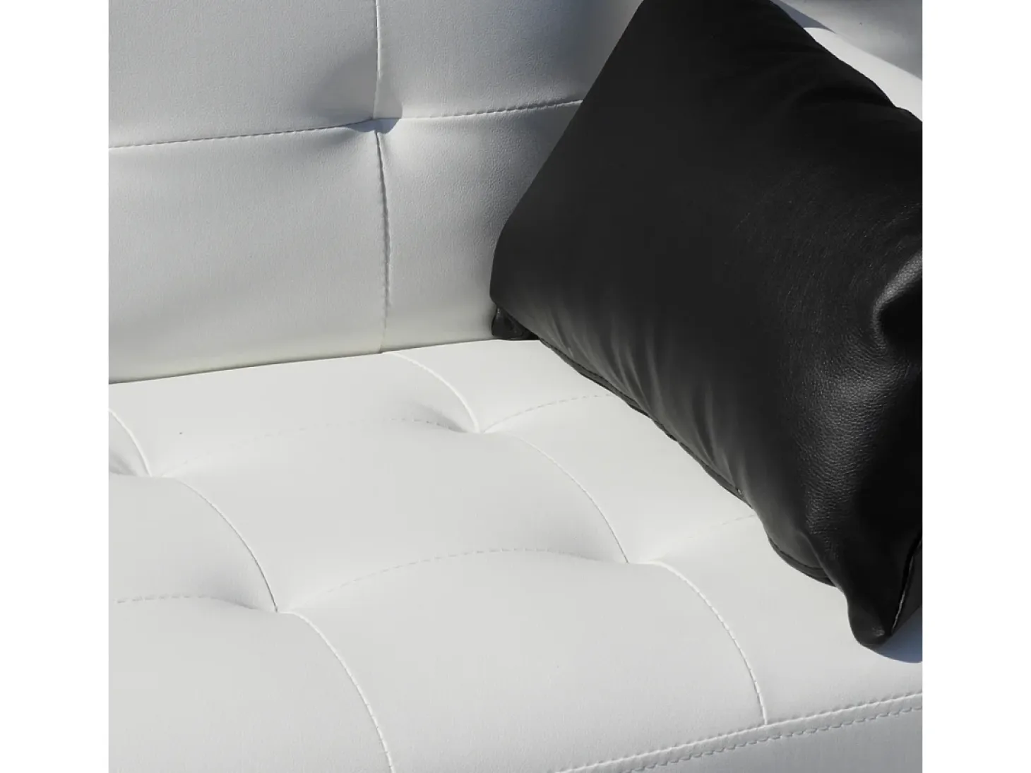 Sofá cama biplaza de cuero artificial con reposabrazos y cojines Agata Pronto Letto - Blanco